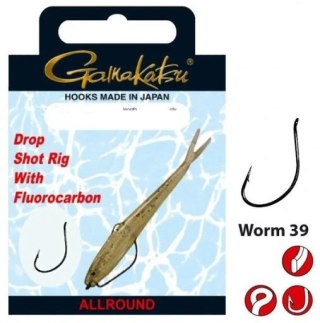 Gamakatsu Haki z Przyponem Drop Shot Rig Worm39 1