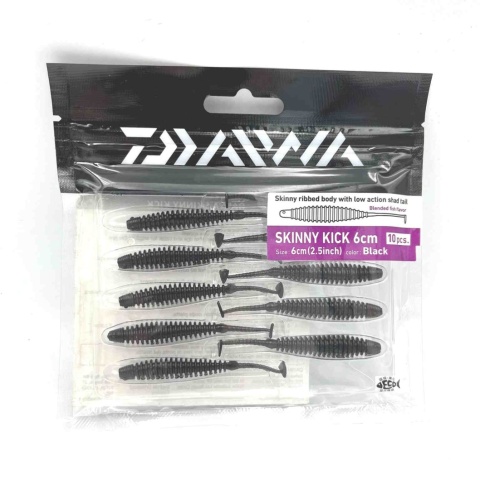 Daiwa Guma Skinny Kick 6cm Black 10szt