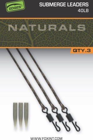 Fox Zestaw Naturals Submerge Leaders 40lbs 3szt