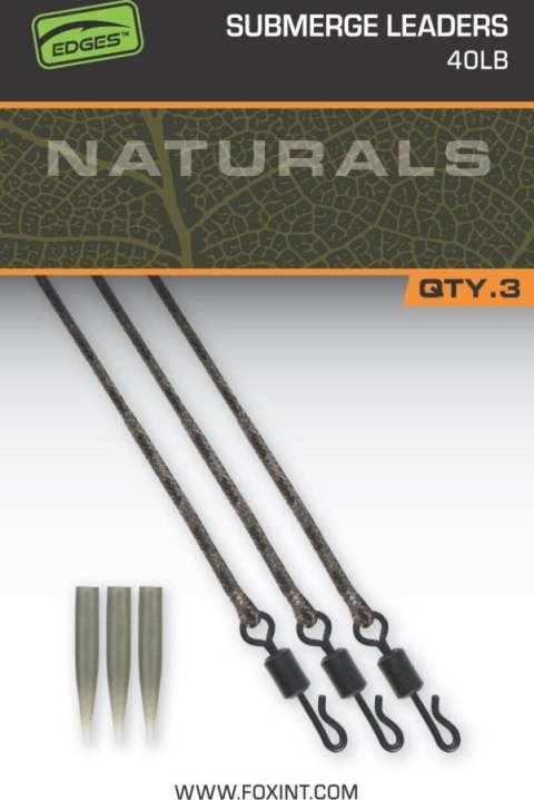 Fox Zestaw Naturals Submerge Leaders 40lbs 3szt
