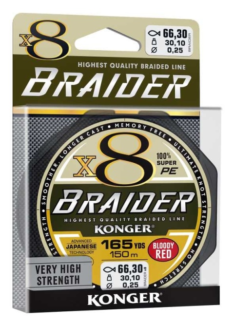 Konger Plecionka X8 Braider Bloody Red 0,12/150m