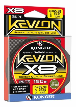 Konger Plecionka X8 Kevlon Olive Green 0,08/150