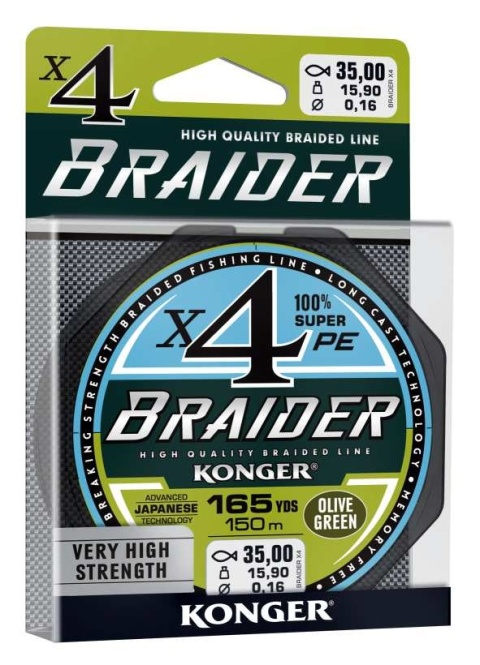 Konger Plecionka Braider X4 Olive Green 0.12mm 10m