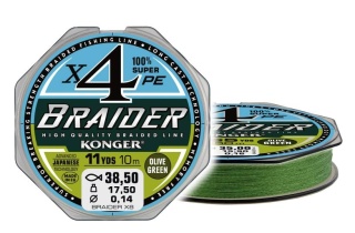 Konger Plecionka Braider X4 Olive Green 0.25mm 10m
