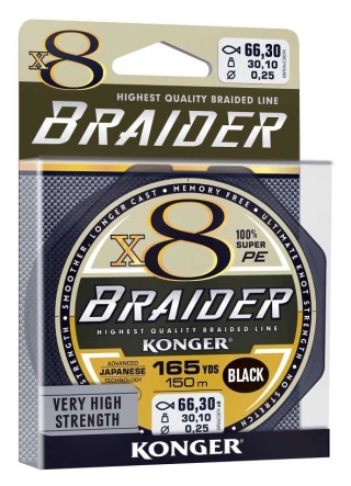 Konger Plecionka Braider X8 Black 0,08mm 150m
