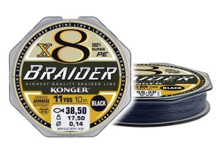 Konger Plecionka Braider X8 Black 0,12mm 10m