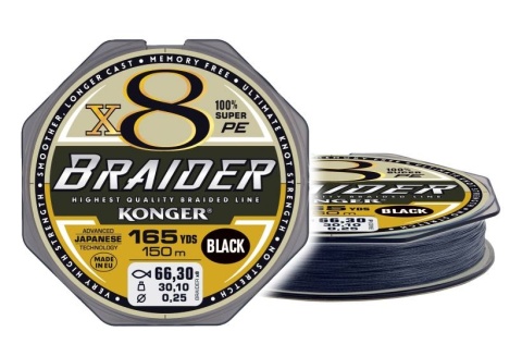 Konger Plecionka Braider X8 Black 0,14mm 150m