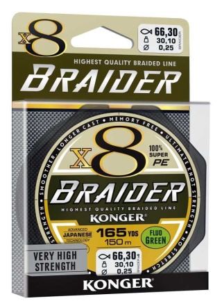 Konger Plecionka Braider X8 Lime Green 150m 0,06mm