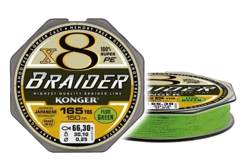 Konger Plecionka Braider X8 Lime Green 150m 0,16mm
