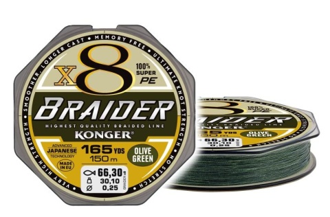 Konger Plecionka Braider X8 Olive Green 0,25/150m