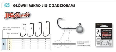 Kamatsu Główka Jigowa Micro Specjalist 4-2 op 3szt