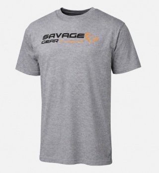Savage Gear T-shirt Signature Logo L Grey Melange