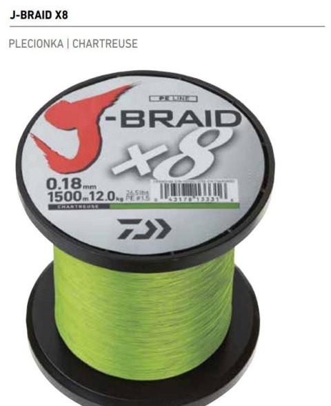 Daiwa Plecionka J-Braid X8 Chartreuse 0.18 150m