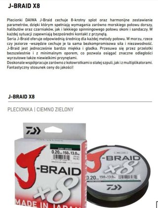 Daiwa Plecionka J-Braid X8 Green 0,06 150m