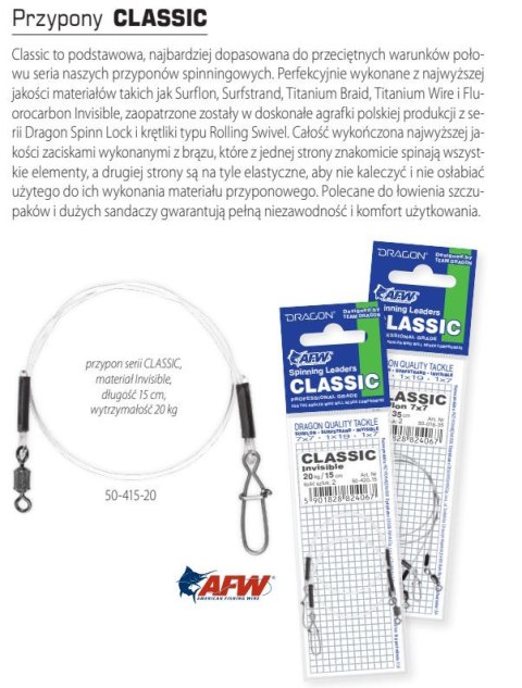 Dragon Przyp.Invisible Fluorocarbon 15kg 30cm 2szt