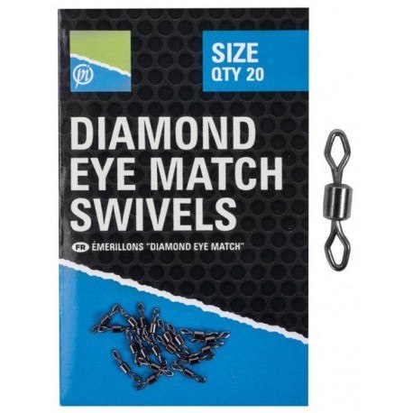 Preston Krętlik Diamond Eye Match Swivels #12 20pc