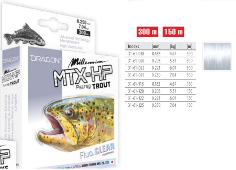 Dragon Żyłka MTX-HP Milenium Pstrąg 0.182mm 300m