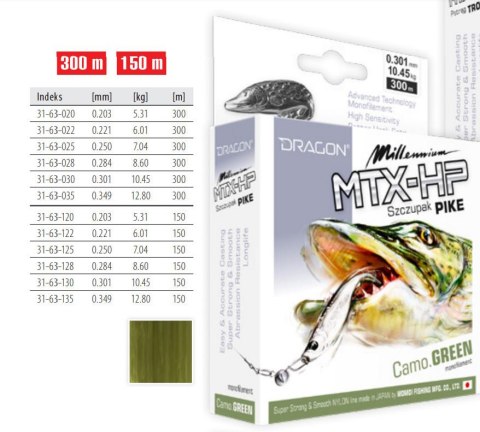Dragon Żyłka MTX-HP Milenium Szczupak 0.284mm 150m
