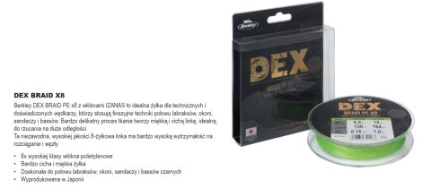 Berkley Plecionka DEX X8 Chartreuse 150m 0,04mm